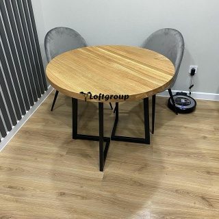 Круглый стол лофт из массива дерева