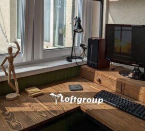 Комп'ютерний стіл лофт з масиву дерева купити Львів, Київ, Харків